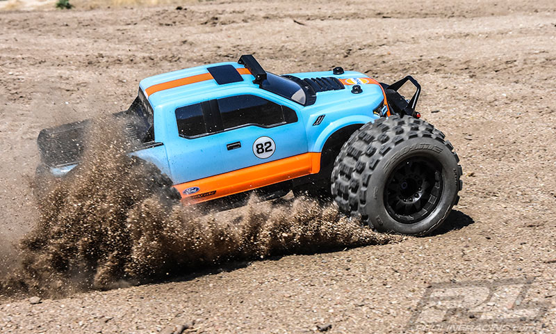 PRO-10127-13 Badlands MX38 3.8" (Traxxas Style Bead) All Terrain Tires Mounted for 17mm MT Front or Rear, Mounted on F-11 Black 1/2" Offset 17mm Wheels