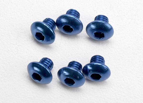 3940 Screws, 4x4mm button-head machine, aluminum (blue) (hex drive) (6)