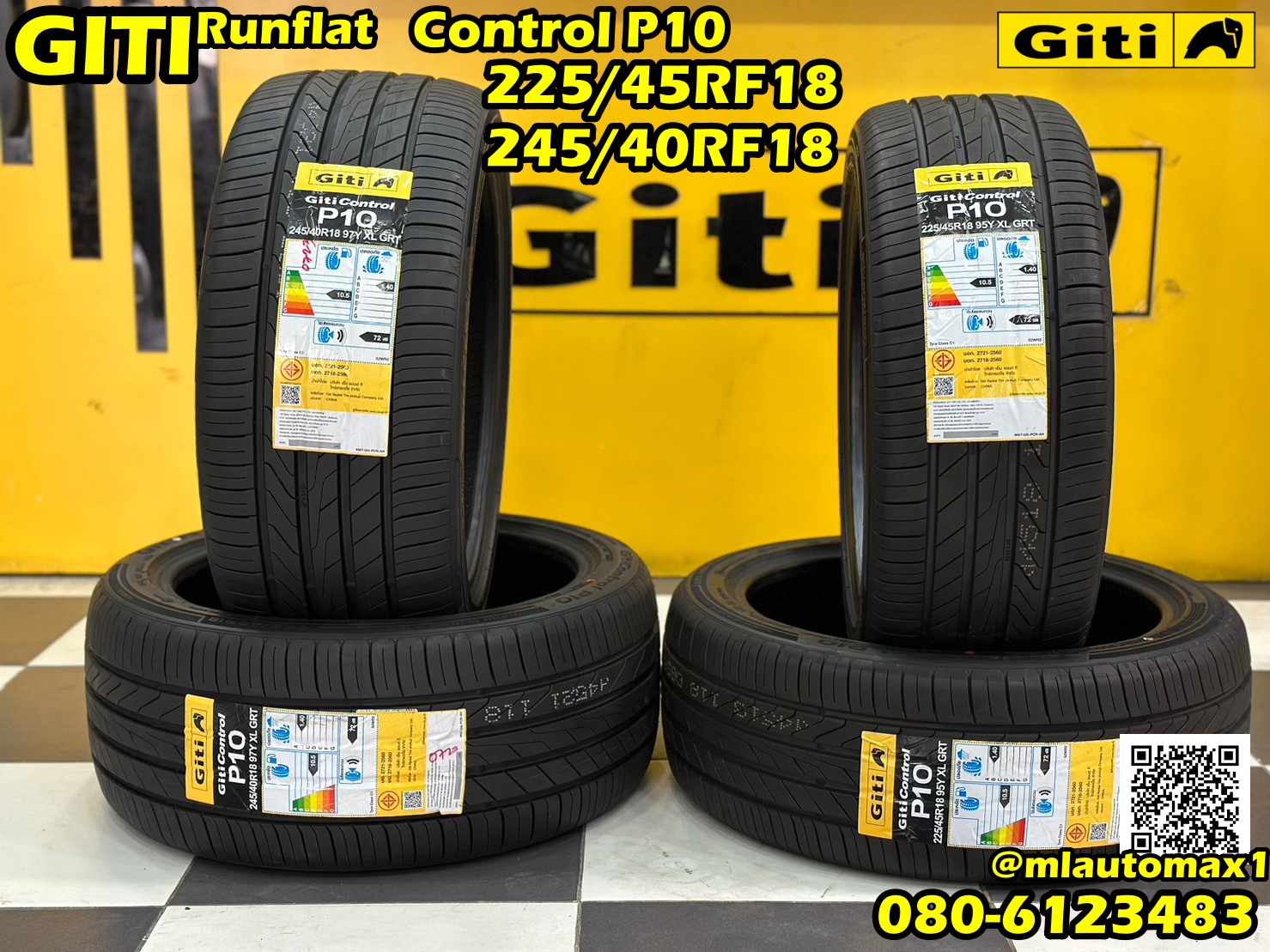 GITI Runflat ยางจีที รันแฟลต GITI Control P10 225/45RF18 GITI Control P10 245/40RF18