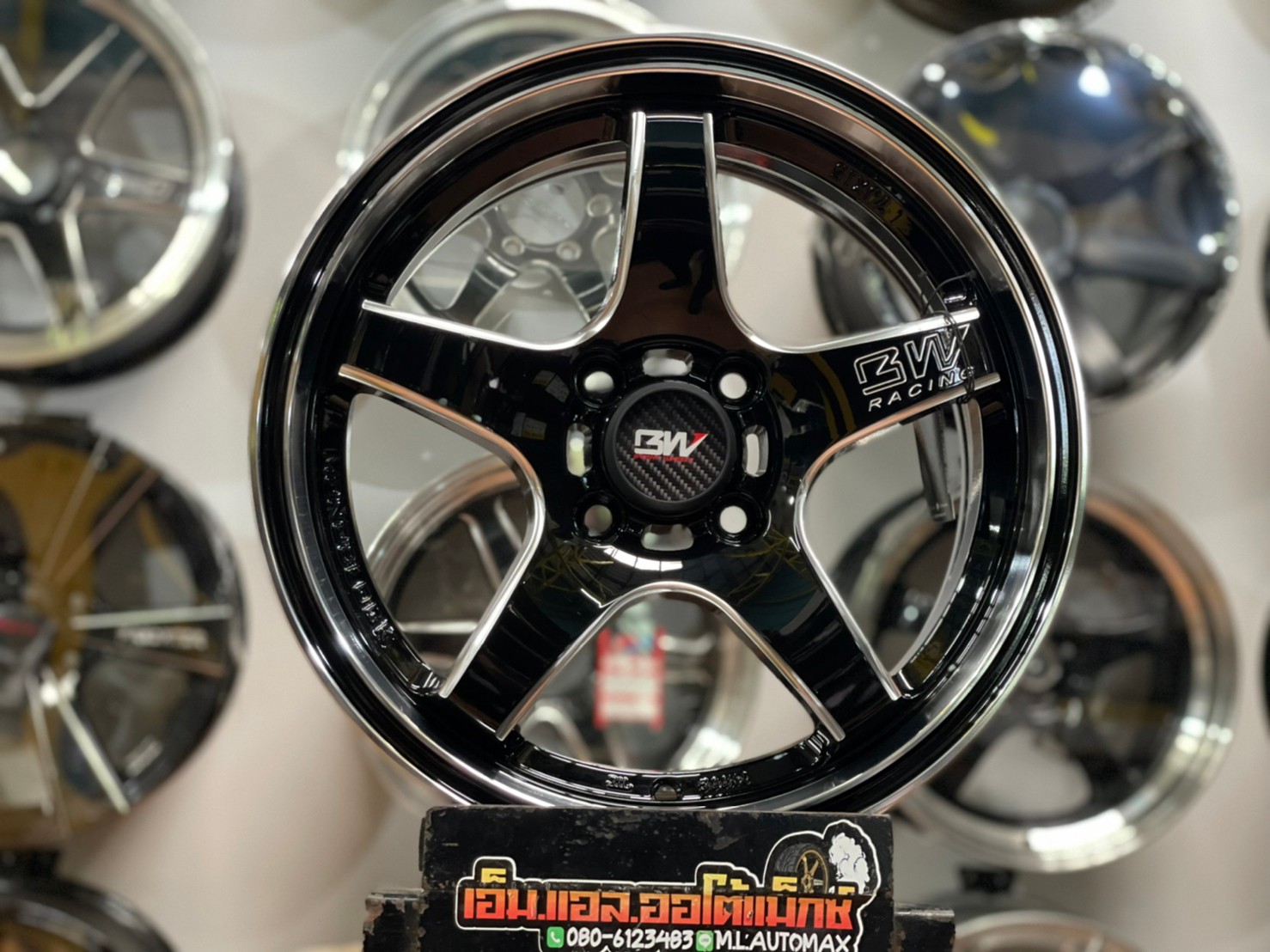 ล้อแม็กซ์ขอบ15 Brightwheels BW-63 ขอบ15 กว้าง7 ออฟ38 4รู100 สีดำขอบเงา(LP/B)