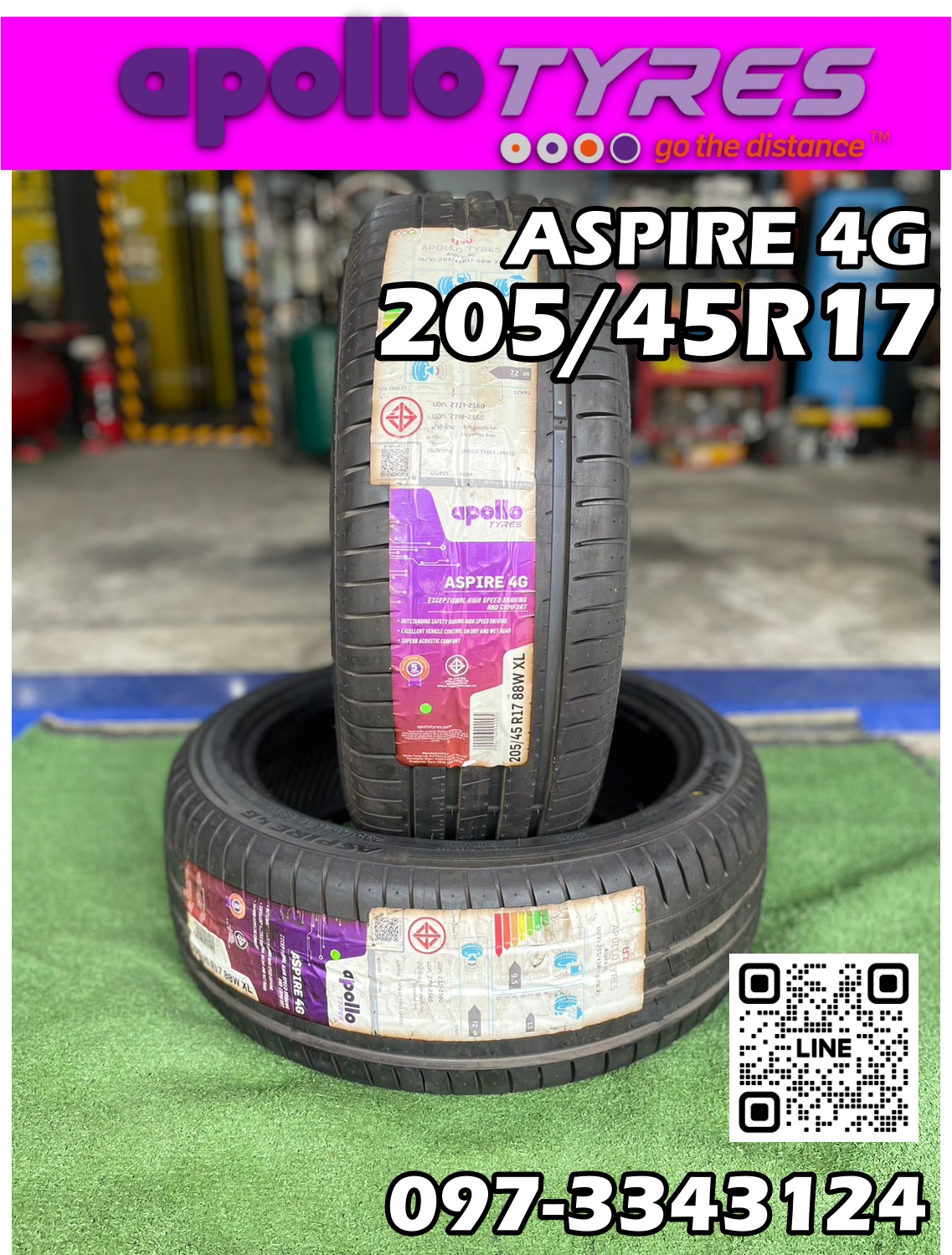 Apollo Aspire4G 205/45R17 ยางใหม่ปี21 (มี2เส้น)