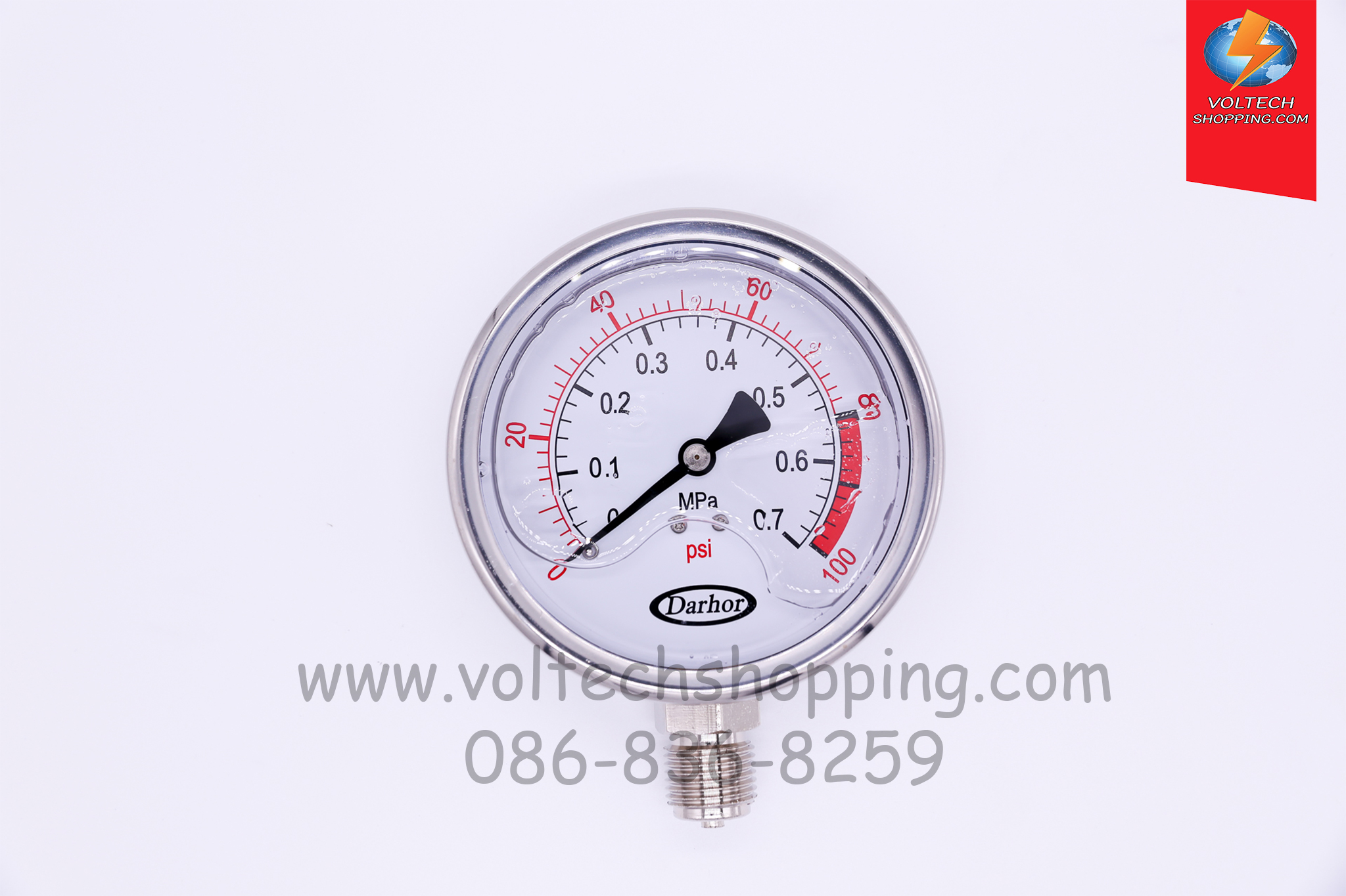 Pressure Gauge ขนาด 4" G1/2" มีน้ำมัน