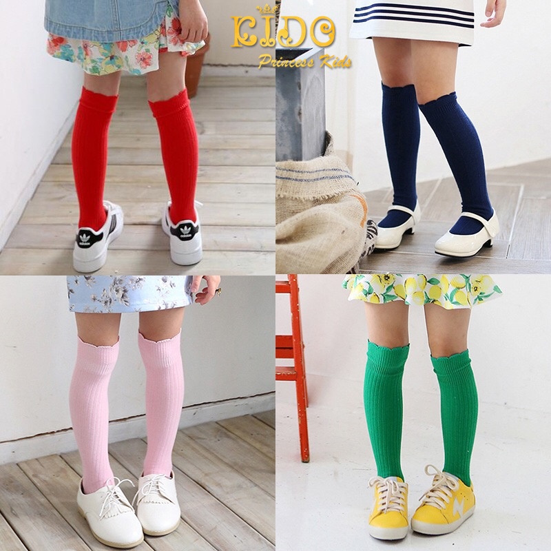 ssถุงเท้าเด็ก(มีหน้าร้านอยู่รัชดา)MC367 ถุงเท้าไหมพรมเด็ก สีชมพู สีบานเย็น สีโอรส ยาวใกล้เข่าปลายหยัก