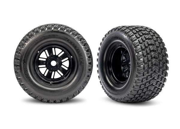 10947 Tires & wheels, assembled, glued (Pro Scale® Sand Car Race black wheels, Gravix® tires, foam inserts) (rear) (1 left, 1 right)