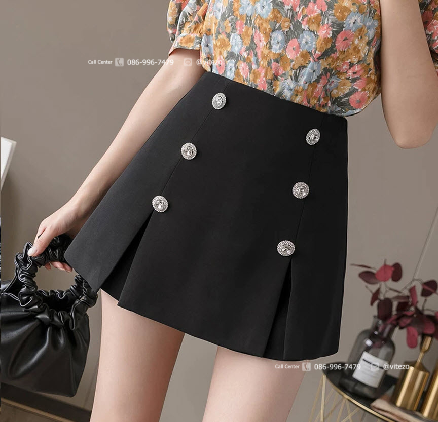 แฟชั่นคู่กางเกงขาสั้นเอวสูงกระโปรงสตรีฤดูร้อน Culottes สีดำสีขาวผู้หญิงกางเกงขาสั้น 2020 ใหม่ Elegant