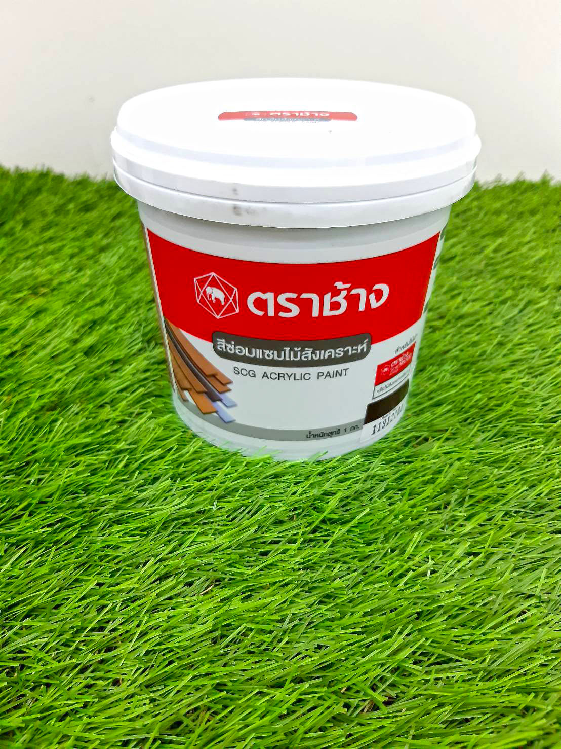 สีซ่อมเเซมไม้สังเคราะห์ สีโอ๊คเเดง น้ำหนัก 1 กก. ตราช้าง