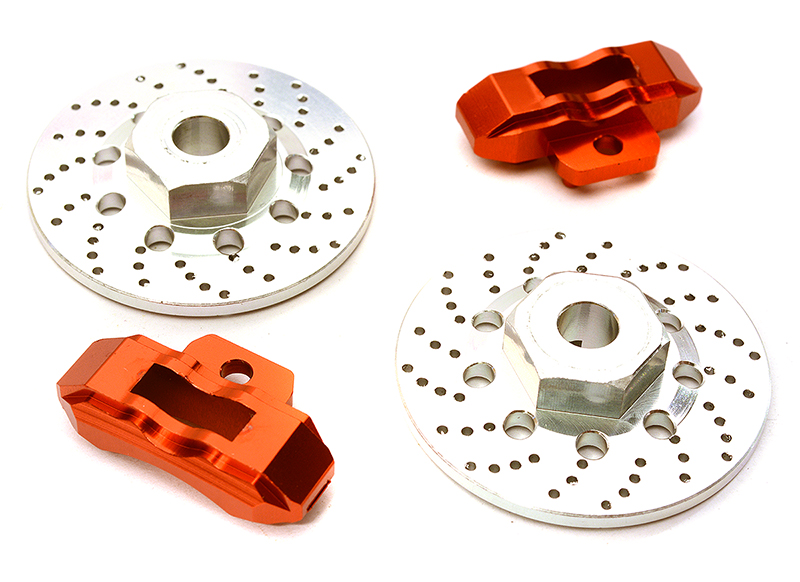 INT-C28425RED Realistic Alloy Rear Brake Disc (2) for Traxxas 1/10 4-Tec 2.0