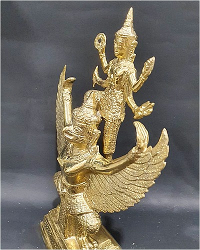 พระนารายณ์ทรงครุฑ เนื้อทองเหลือง สูง 13 นิ้ว