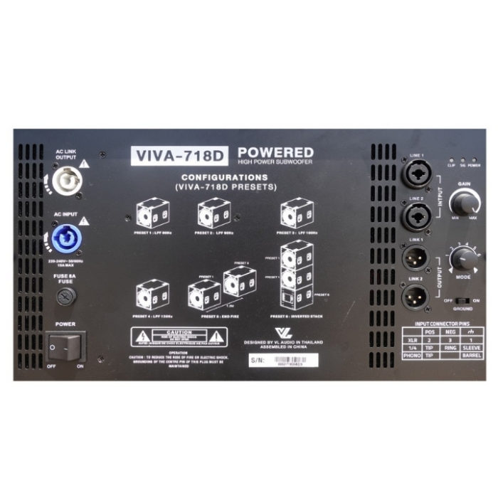 VL-AUDIO VIVA-718D ตู้ลำโพงซับวูฟเฟอร์ 18 นิ้ว