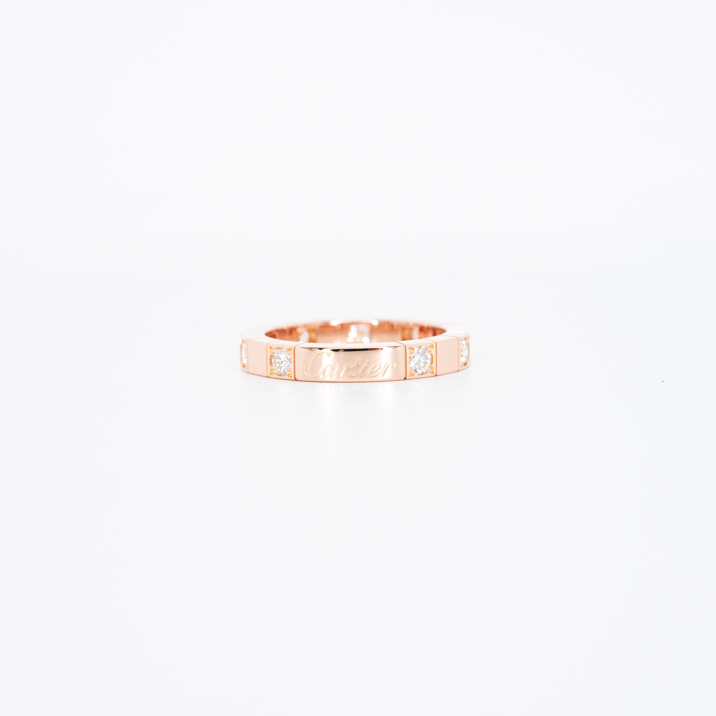 แหวน Cartier Lanieres With Half Diamonds ทองชมพู18K ไซส์ 49# (Used) +กล่อง
