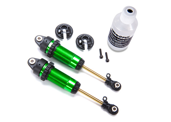 7462G Shocks, GTR xx-long green-anodized, PTFE-coated bodies with TiN shafts (fully assembled, without springs) (2)