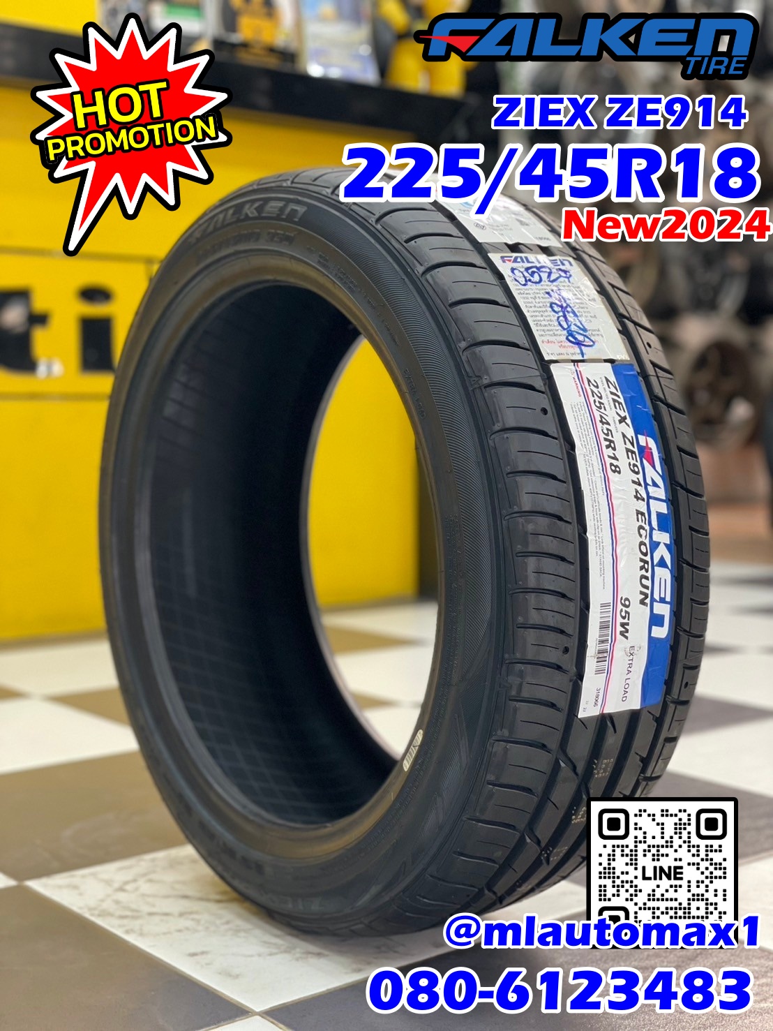 ยางใหม่ Falken ZE914 225/45R18 ยางใหม่ปี2024