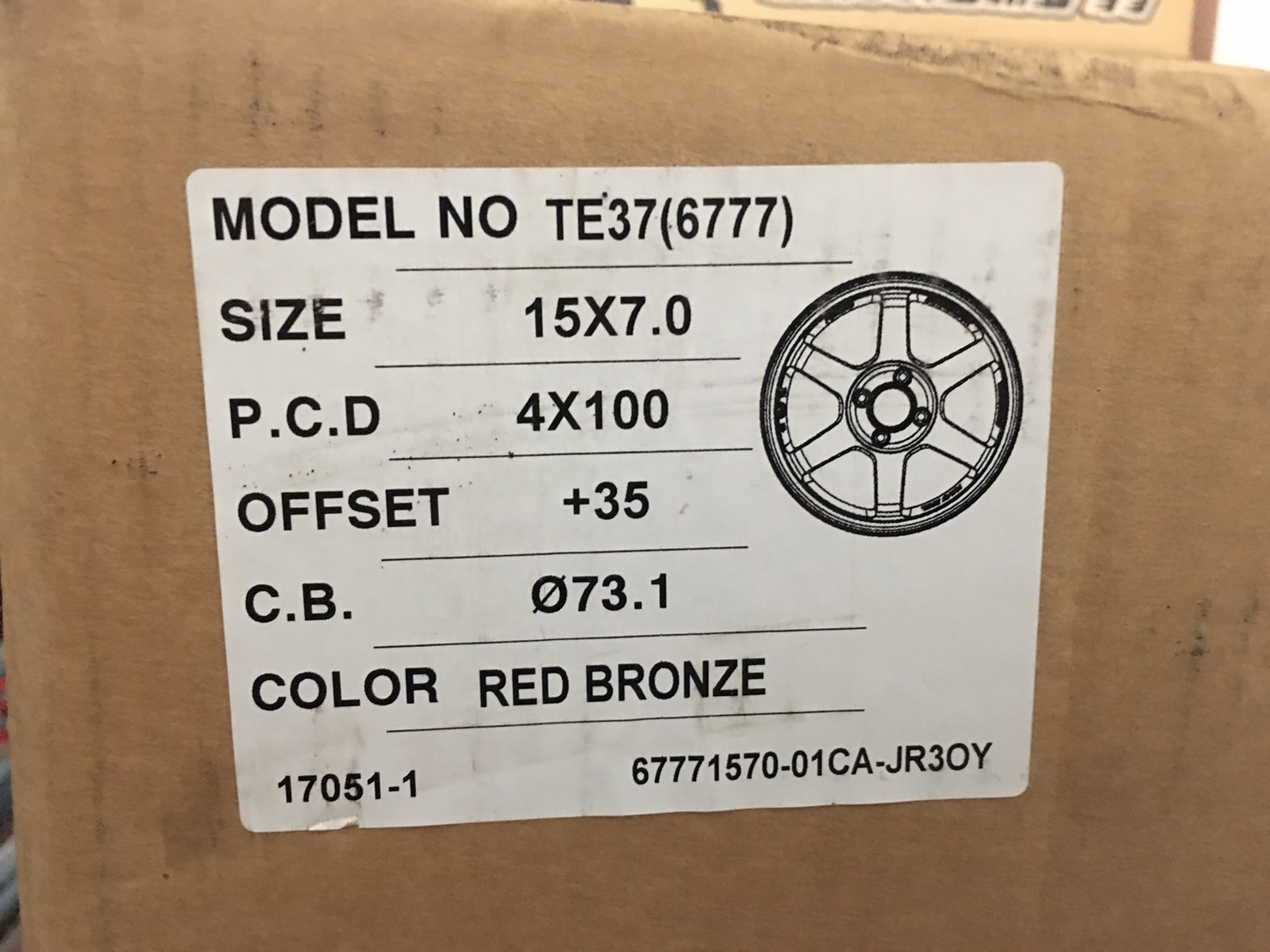 TE37 ขอบ15’’ กว้าง7 ขนาด4รู100 ออฟ35