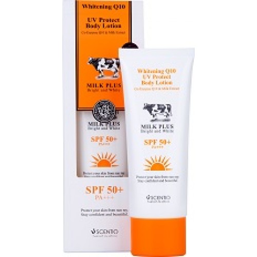 Scentio Milk Plus Whitening Q10 UV Protect Body Lotion ผลิตภัณฑ์ป้องกันแสงแดดสำหรับผิวกาย