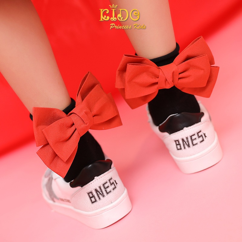 ถุงเท้าเด็ก(มีหน้าร้านอยู่รัชดา)SZ006 สีดำ ข้อเท้าติดโบว์ดูหวานน่ารักคะ
