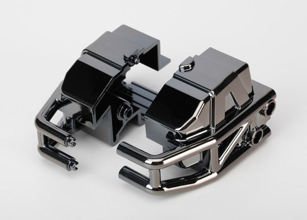 6935 Bumper, front (black chrome) (left & right)