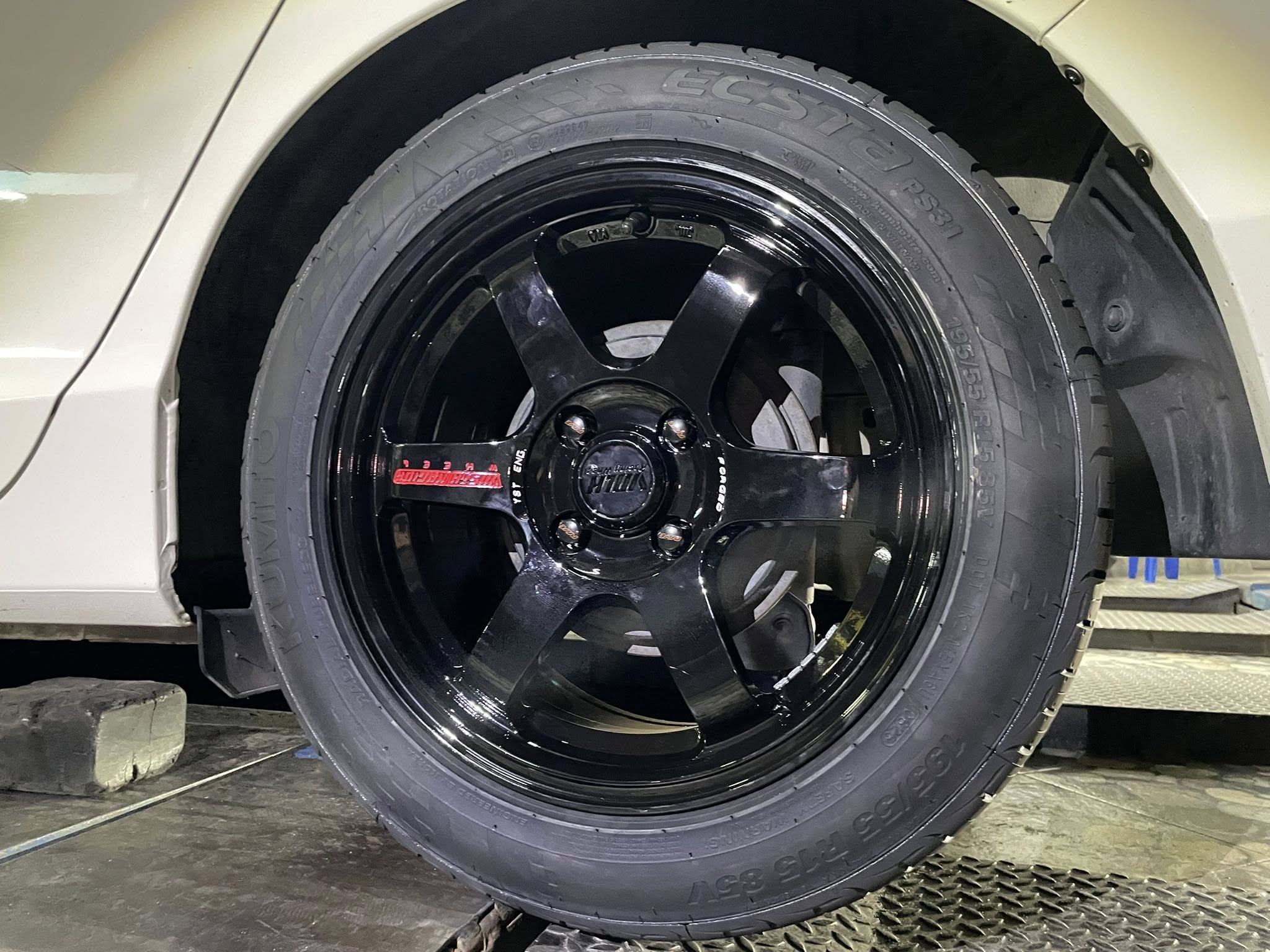 #HONDA_CITY🚘❤️💫 🛞🐘#KUMHO_PS31_195/55R15 ❤️ 🛞 #ล้อTE37 15X7 ET35 4X100 ดำหยอดแดง