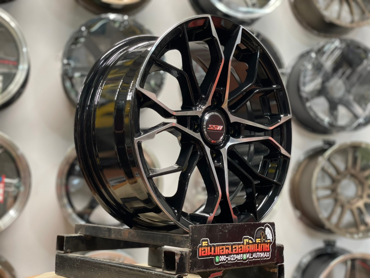 ล้อแม็กซ์ SSW S390 ล้อแม็กซ์ขอบ15 กว้าง6.5 ออฟ35 4รู100 สีดำหน้าเงา งานStamford Sport Wheel