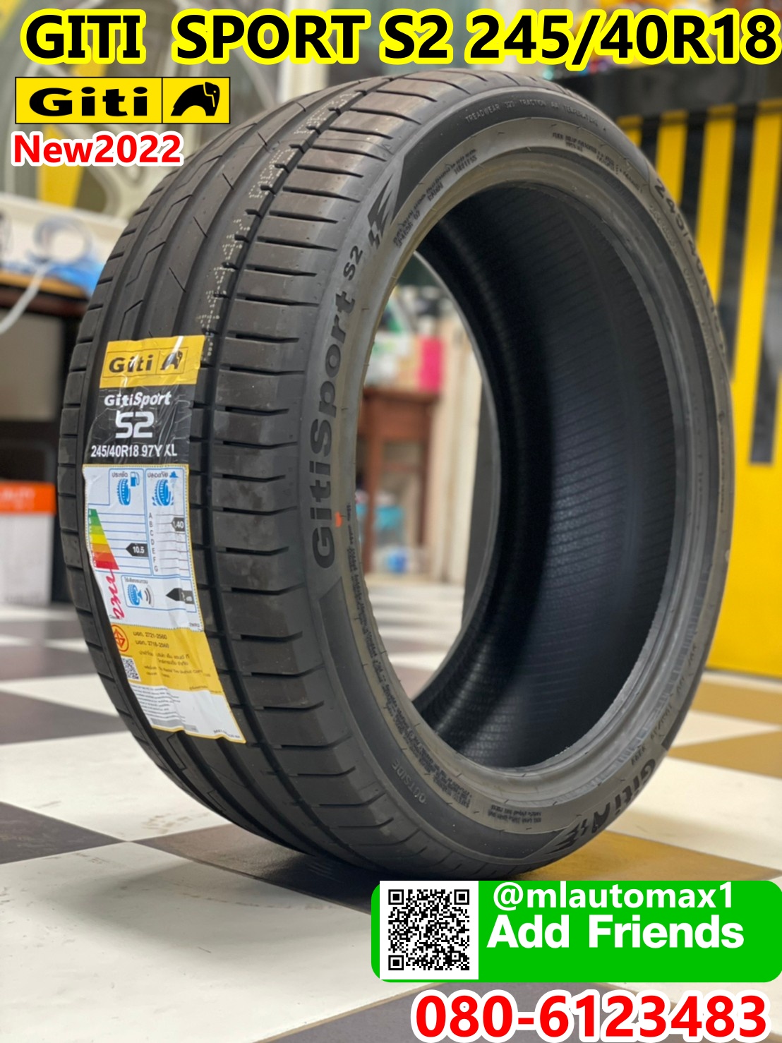 ยางใหม่ Giti SportS2 245/40R18 ยางใหม่ปี2022 ราคาโปรโมชั่นพิเศษ พร้อมติดตั้งฟรี