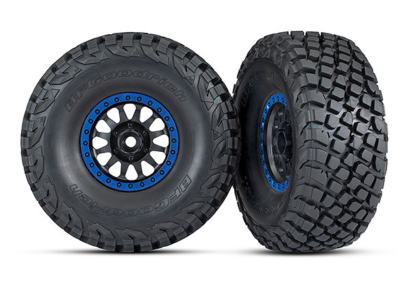 8474X Tires & wheels, assembled, glued (Method Race Wheels® 101 Beadlock wheels, black with blue beadlock, BFGoodrich® Baja KR3 tires) (2)