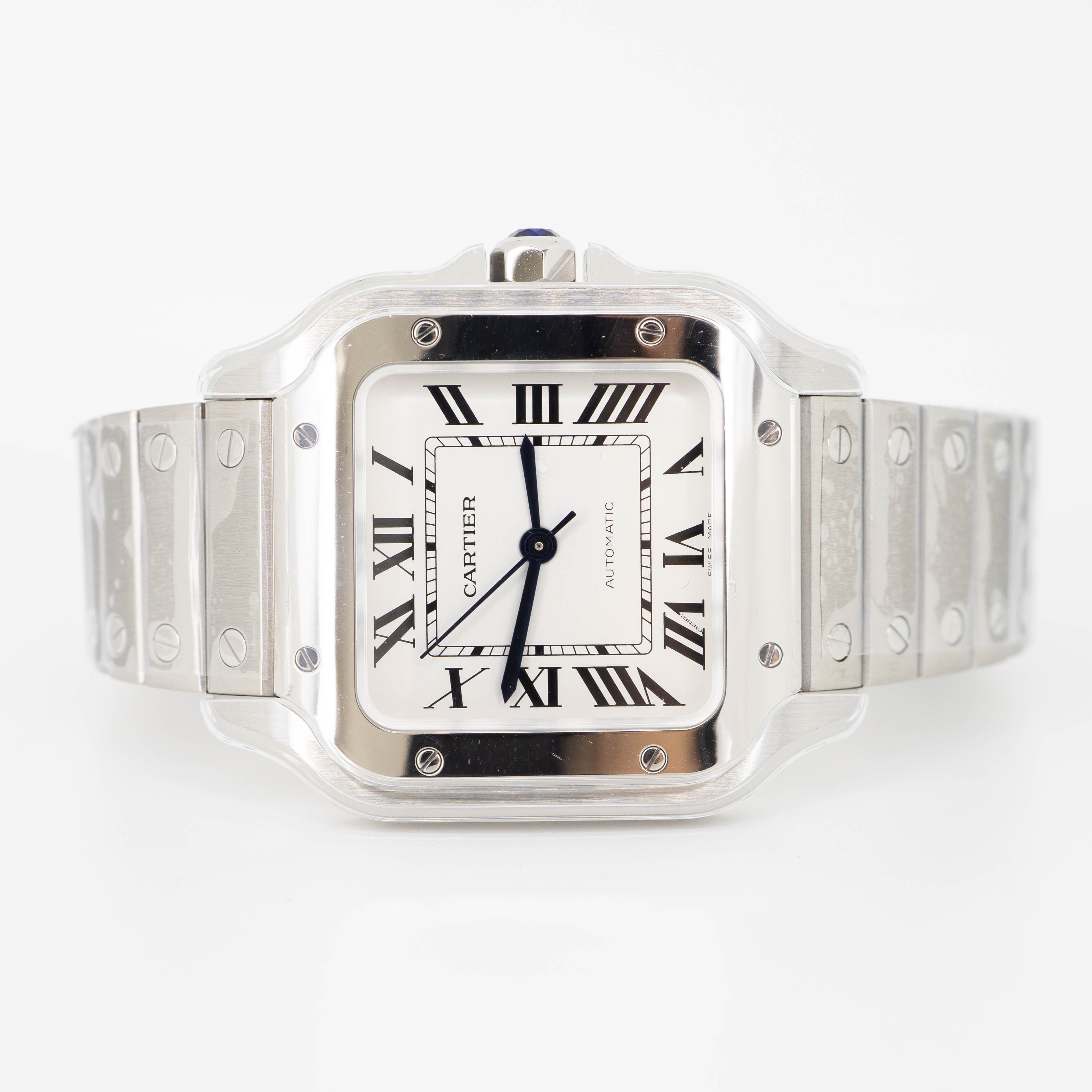 **Sold** ห้องบุ้ค นาฬิกา Cartier Santos De Cartier Watch Medium Model in Stainless Steel Automatic Movement Interchangeable Metal and Leather Bracelets Ref.WSSA0029 (Used) +กล่องและการ์ดไทย2022