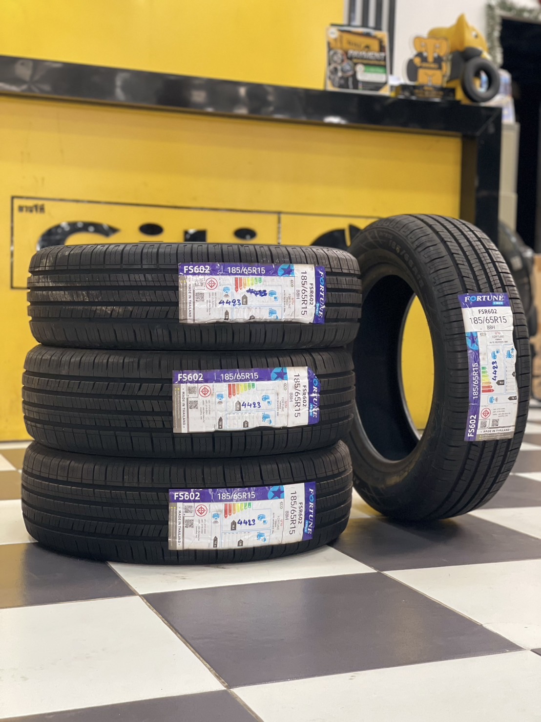 ยางใหม่FORTUNE (ฟอร์จูน) 185/65R15 ยาง Made in Thailand ยางปลายปี23 นุ่มเงียบ รีดน้ำดี (4เส้น)