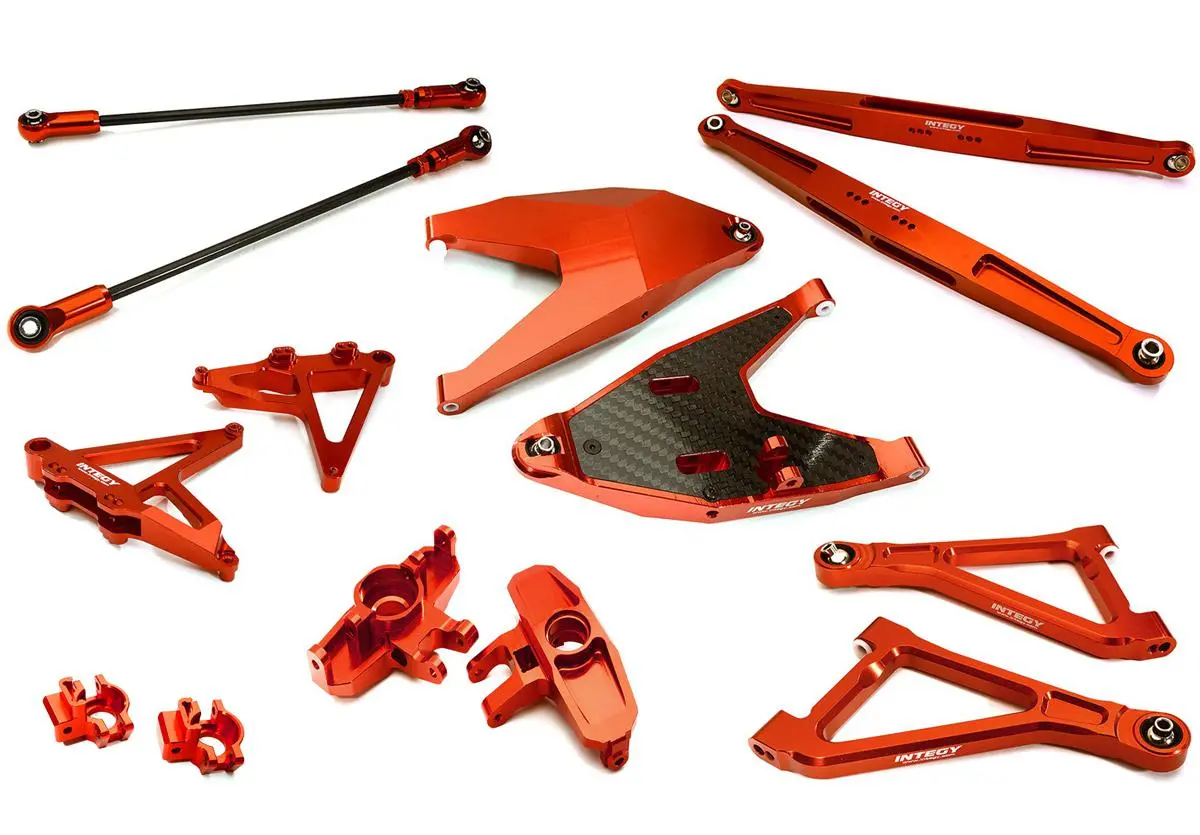 INT-C28629RED Billet Machined Alloy Suspension Kit for Traxxas 1/7 Unlimited Desert Racer