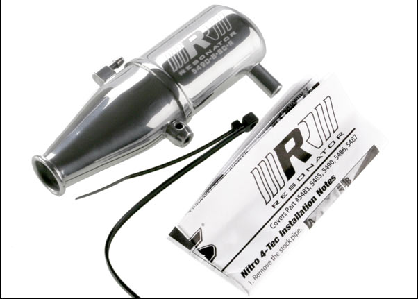 5490 Tuned pipe, Resonator, R.O.A.R. legal (single-chamber, enhances low to mid-rpm power) (for Revo & Slayer with TRX Racing Engines)