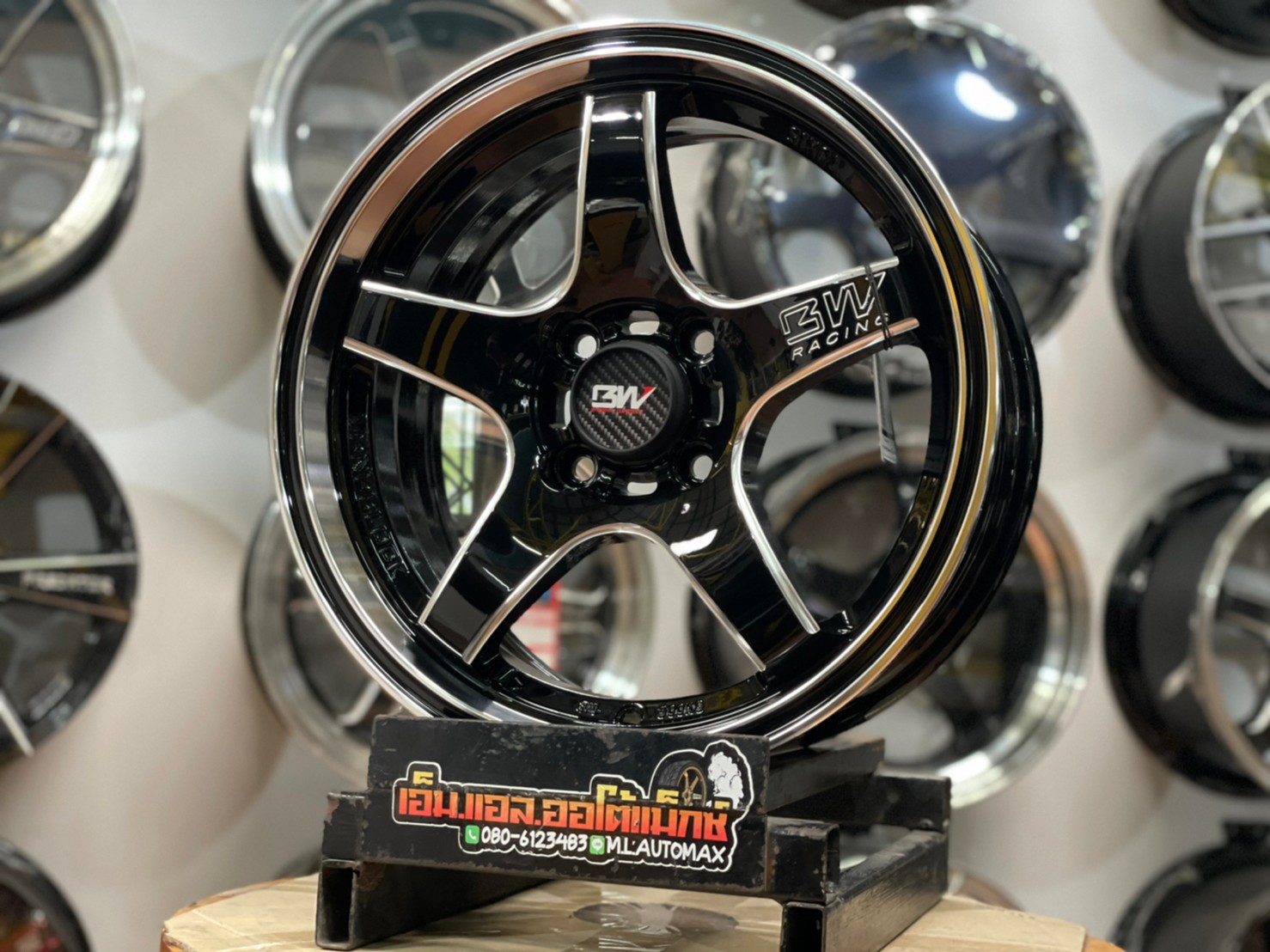 ล้อแม็กซ์ขอบ15 Brightwheels BW-63 ขอบ15 กว้าง7 ออฟ38 4รู100 สีดำขอบเงา(LP/B)