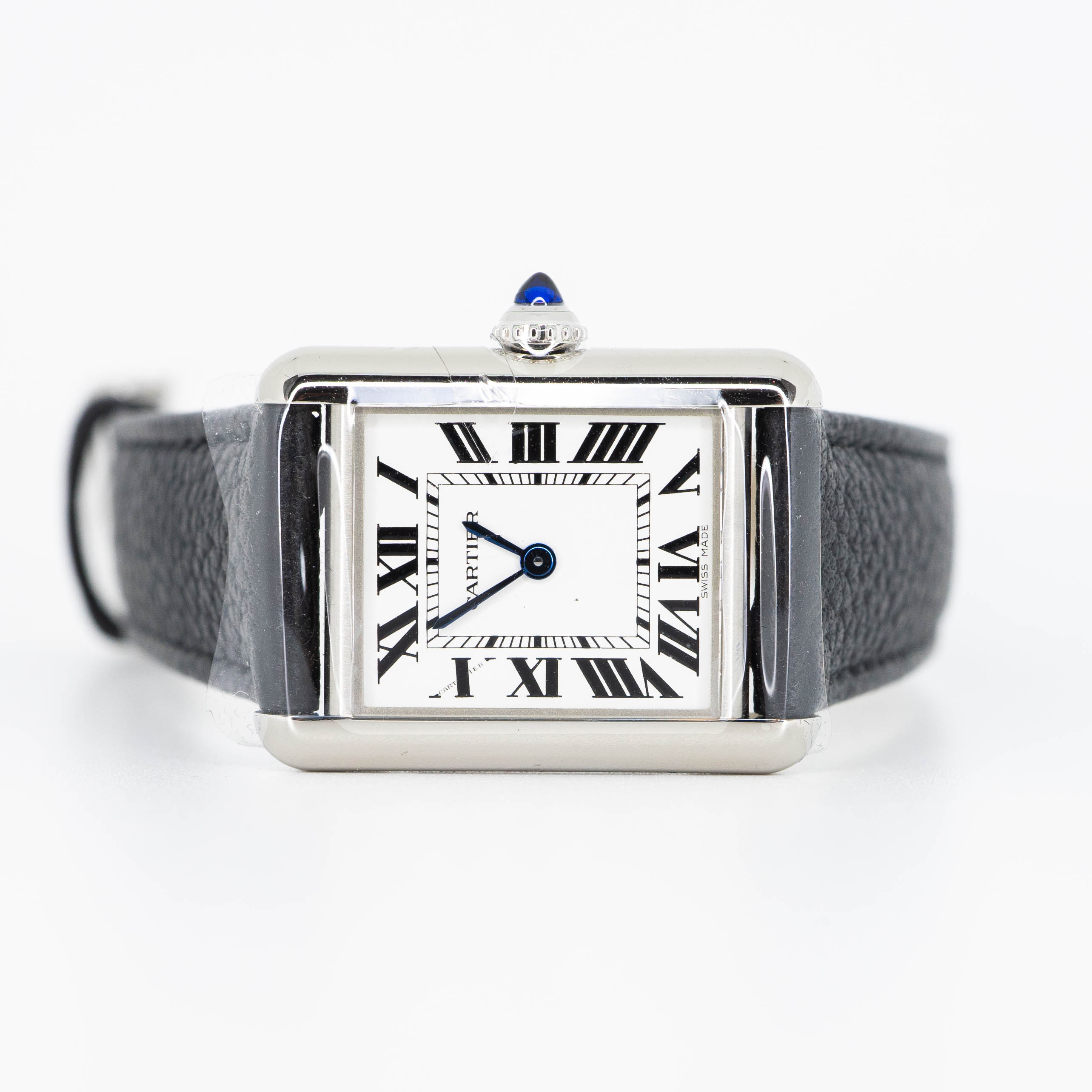 ** Hold ** นาฬิกา Cartier Tank Must Watch Small model in Steel, Automatic Movement, Interchangeable Black Grained Calfskin Strap Ref. WSTA0042 (Used) +กล่องและการ์ดไทย2022