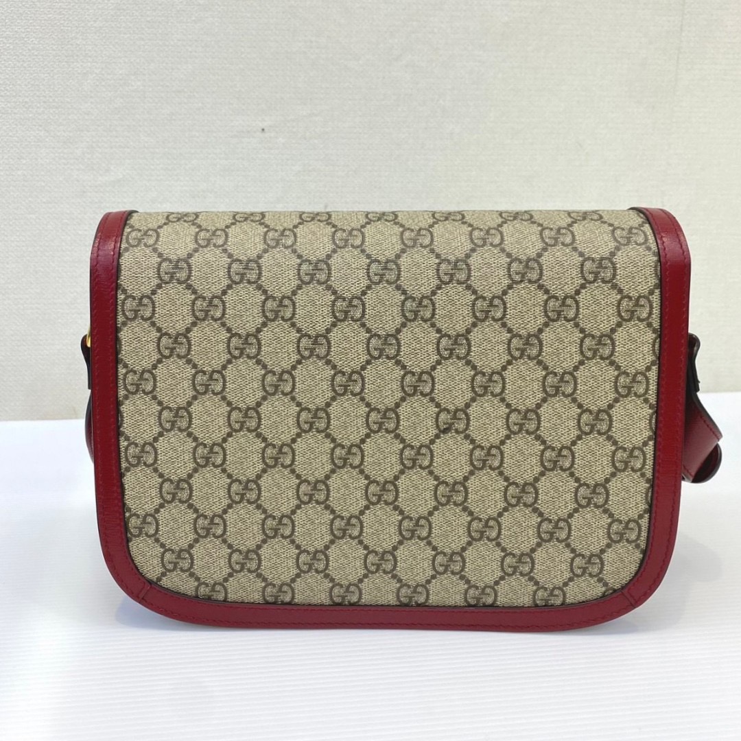 Gucci Horsebit 1995 มือสอง Shoulder Bag 'Beige/New Cherry Red แดง