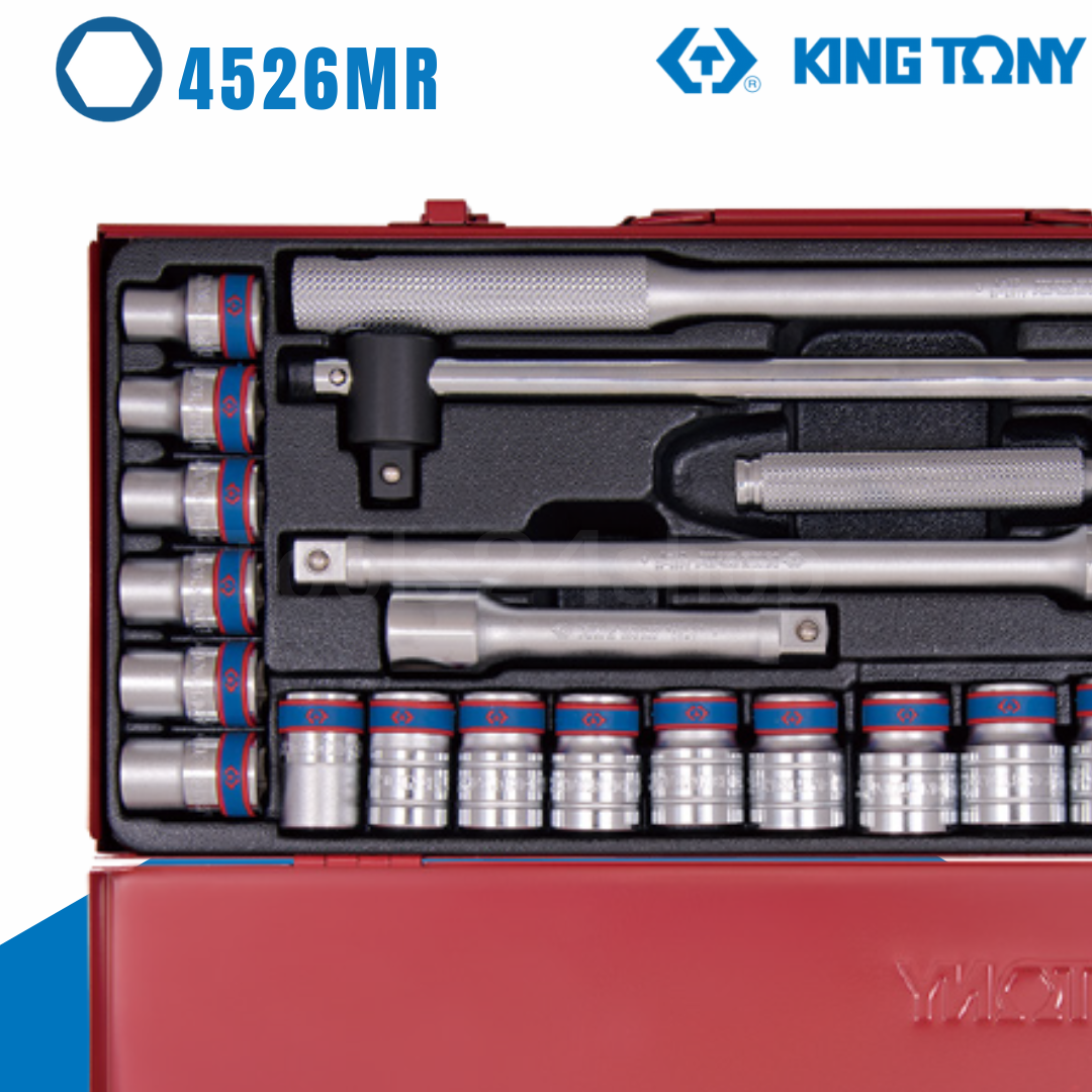 KING TONY ชุดลูกบ๊อก 24ตัวชุด 1/2" 6เหลี่ยม No.4526MR