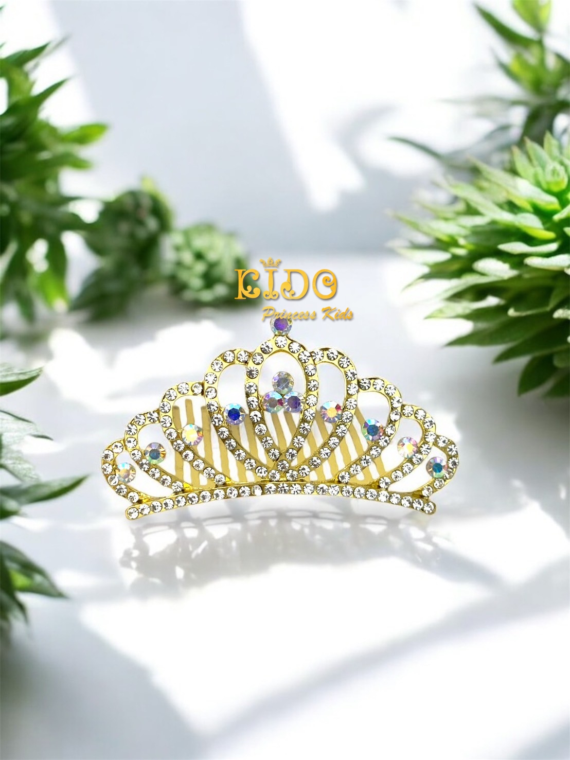 หวีเสียบเพชร(หน้าร้านอยู่รัชดา)KF748 สีทอง มงกุฎเด็ก ประดับผม