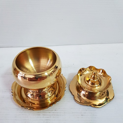 ผอบทองเหลือง กว้าง3 นิ้ว มีจานรอง