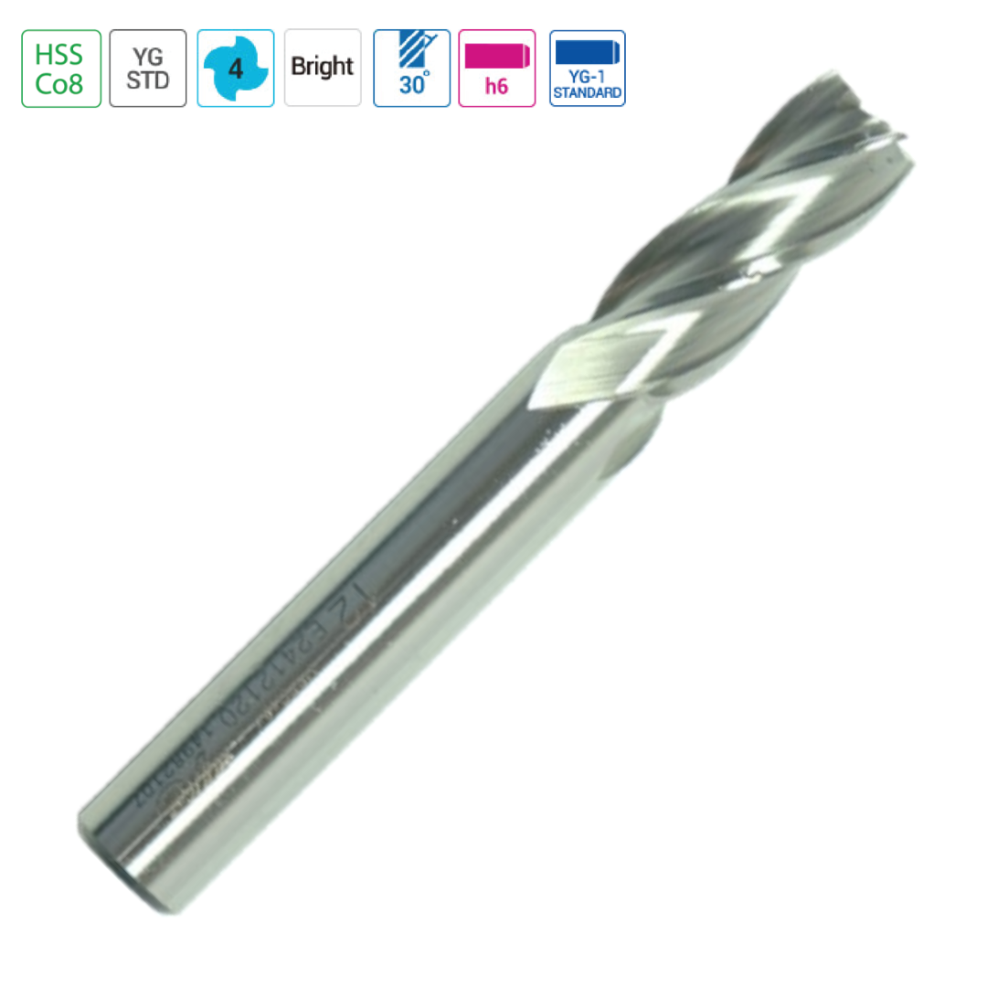ดอกเอ็นมิล HSS Co8 4 ฟัน ขนาด 1.5mm. -32.0mm. No.E2412 YG (ราคาต่อดอก)