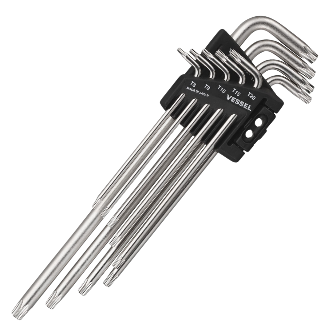 ชุดหกเหลี่ยม หัวท็อค TORX 9 ตัวชุด ขนาด 1.5 - 10mm. No.8509TXH VESSEL