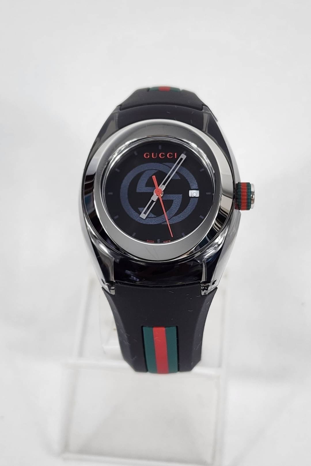 นาฬิกาหรูแบรนด์Gucci SYNC L Stainless Steel Watch with Black Rubber Band รุ่น YA137301