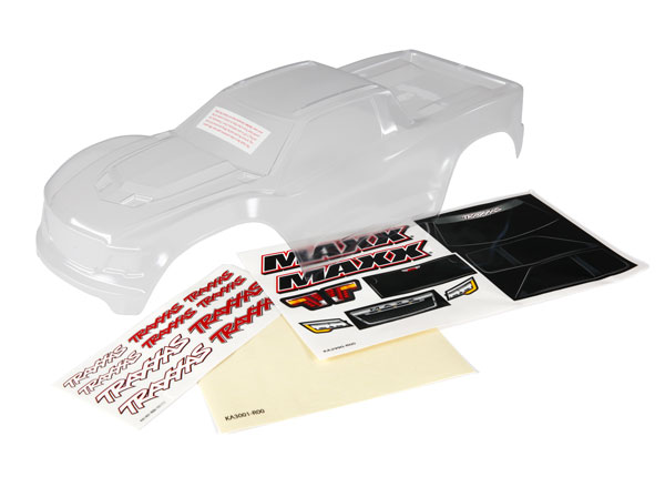8911 Body, Maxx® (clear, requires painting)/ window masks/ decal sheet