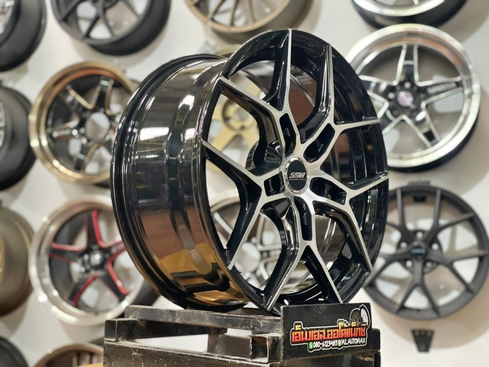 ล้อแม็กซ์ใหม่ขอบ17 #SSW #Stamford Sport Wheels รุ่น388 ขอบ17 กว้าง7.5 ออฟ35 5รู114 สีดำหน้าเงา สวยหรู