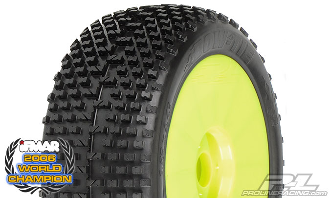 PRO-9025-42 Bow-Tie M3 (Soft) Off-Road 1:8 Buggy Tires Mounted on V2 Yellow Wheels for Front or Rear