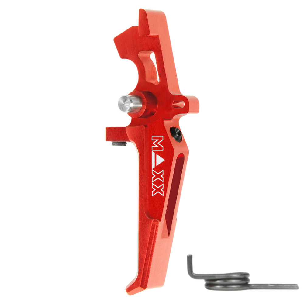 MX - RTG R CNC Aluminum Advance Speed Trigger Style E Red สำหรับไกคอนแทกเท่านั้น ปรับตั้งระยะไกได้ (กรณีใช้กับไก SSS ต้องมีการปรับแต่งตำแหน่งเตะชุดอิเล็กทรอนิกส์)