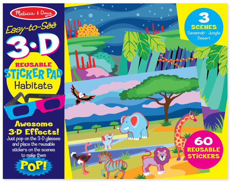 9376 3D Reusable Sticker Pad - Habitat Animals