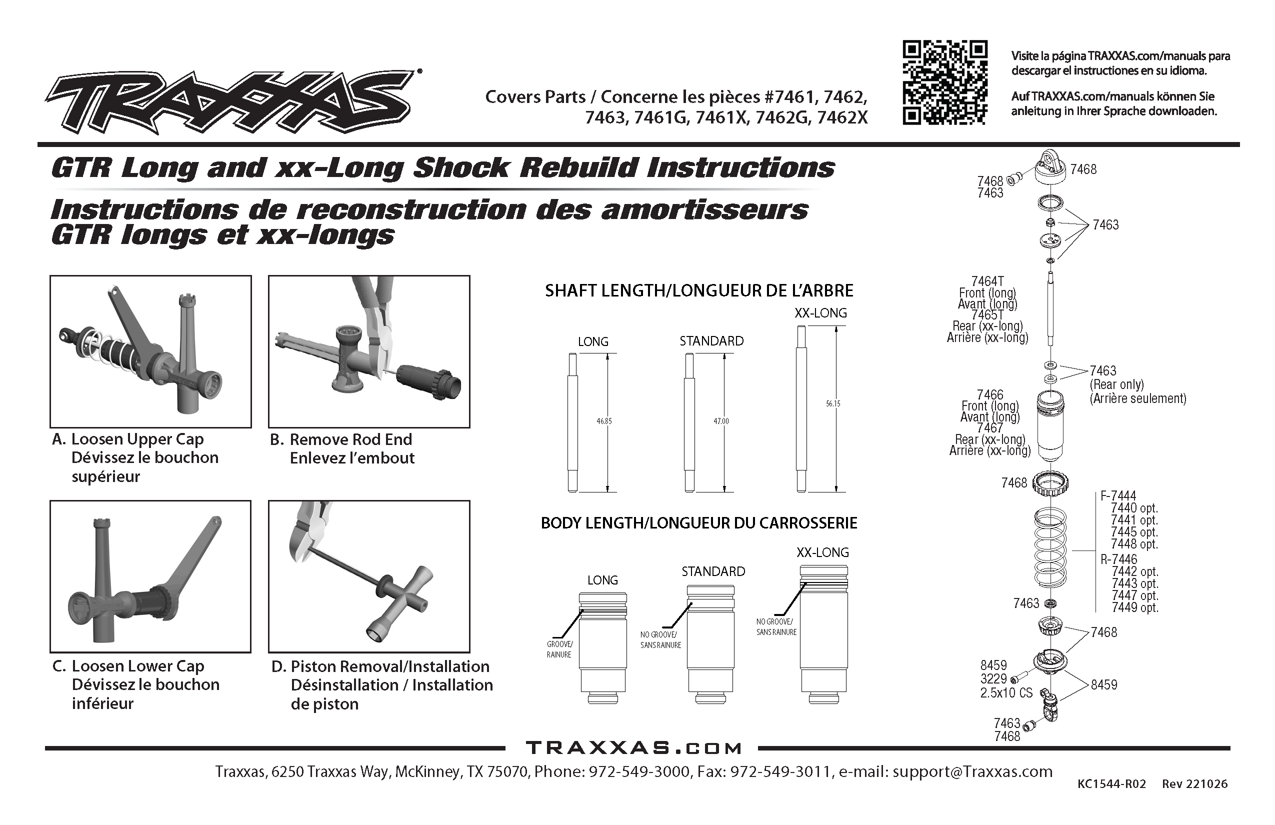 7461G Shocks, GTR long green-anodized, PTFE-coated bodies with TiN shafts (fully assembled, without springs) (2)