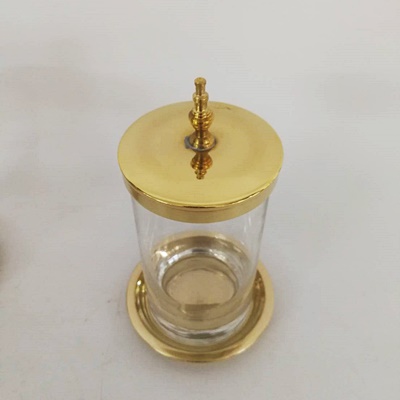 ฝาครอบแก้วทองเหลือง 8 cm พร้อมจานรองแก้ว