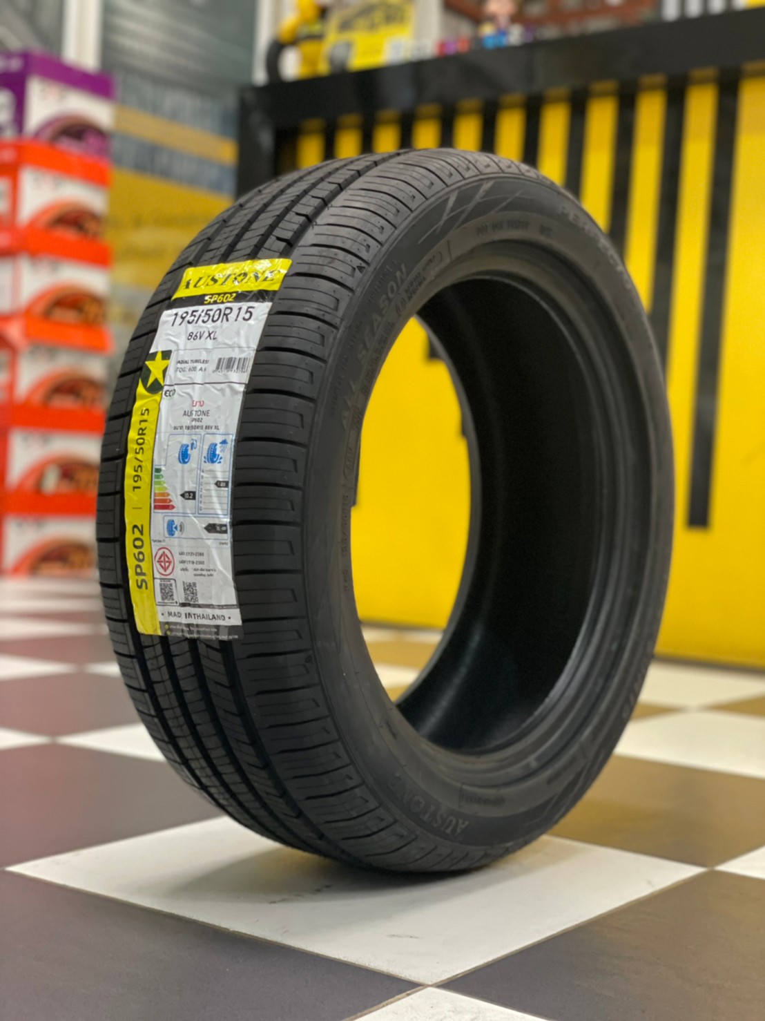 ยางใหม่AUSTONE SP602 195/50R15 ยางผลิตไทย คุ้มค่ารับประกันบาดบวมเบียดตำ365วันเคลมฟรี