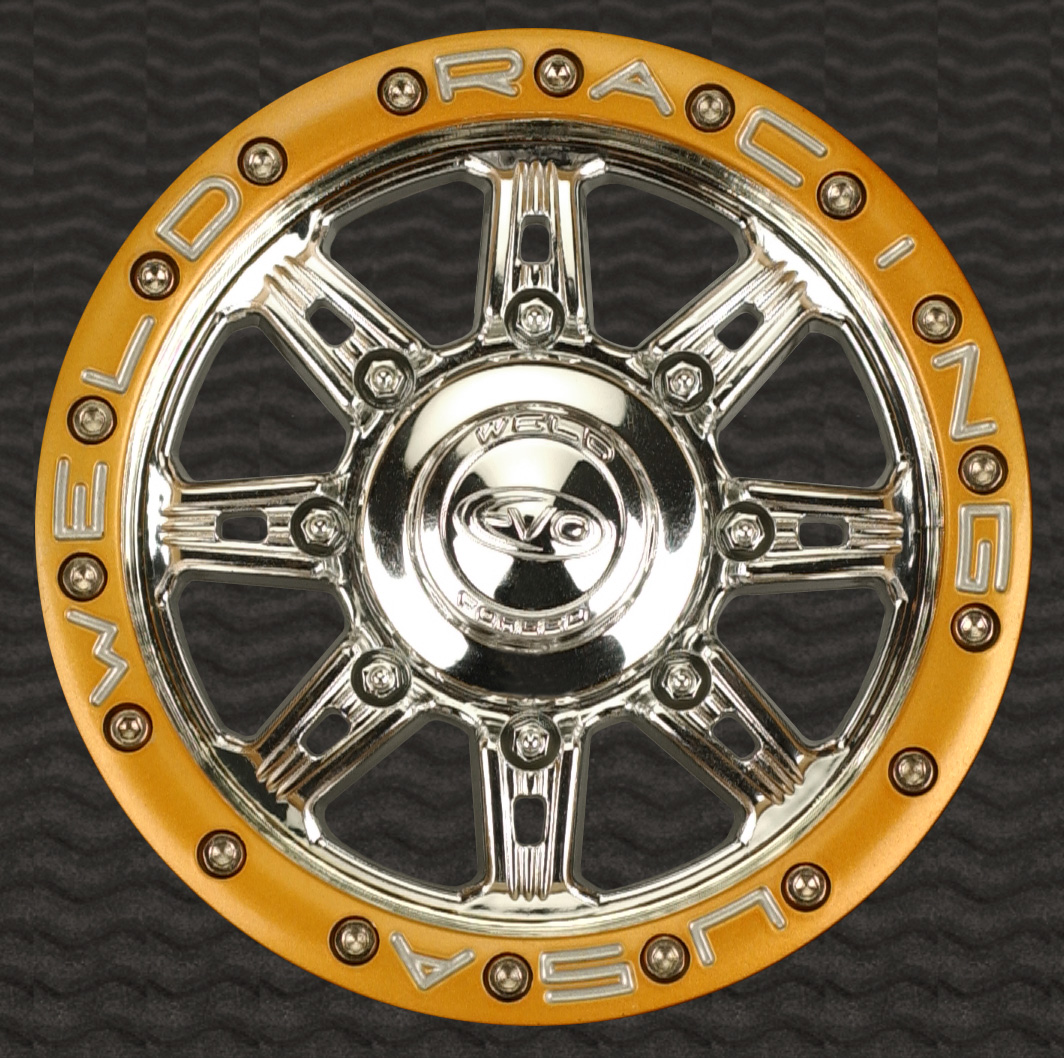 PRO-2683-01 Weld Cheyenne Beadlock-Gold 40Series Chrome Wheel Narrow Fits 23mm HD Hex (2-pack)
