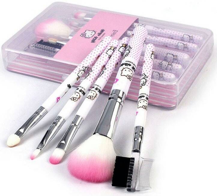 ชุดแปรงแต่งหน้าคิตตี้แบบกล่องใส