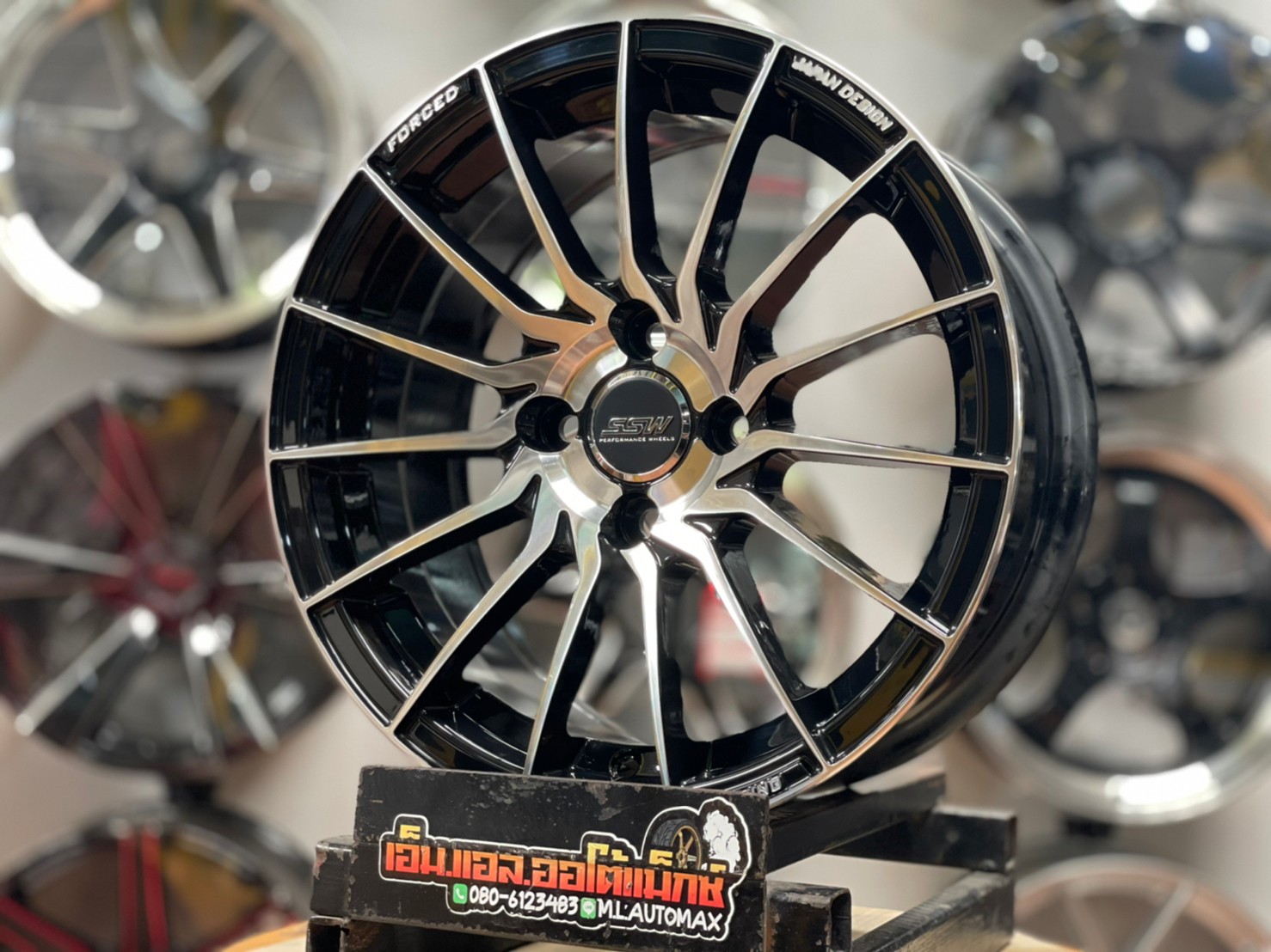 ล้อแม็กซ์ขอบ15 SSW S355 ขอบ15 กว้าง7 ออฟ35 4รู100 สีดำหน้าเงา(FP/BK)