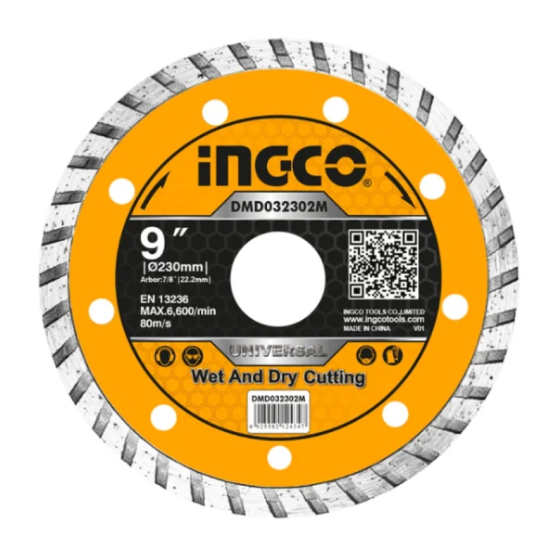 ใบเพชรตัดคอนกรีต ขนาด 9" เทอร์โบ ขนาดรู 22.2 mm รุ่น DMD032302M INGCO