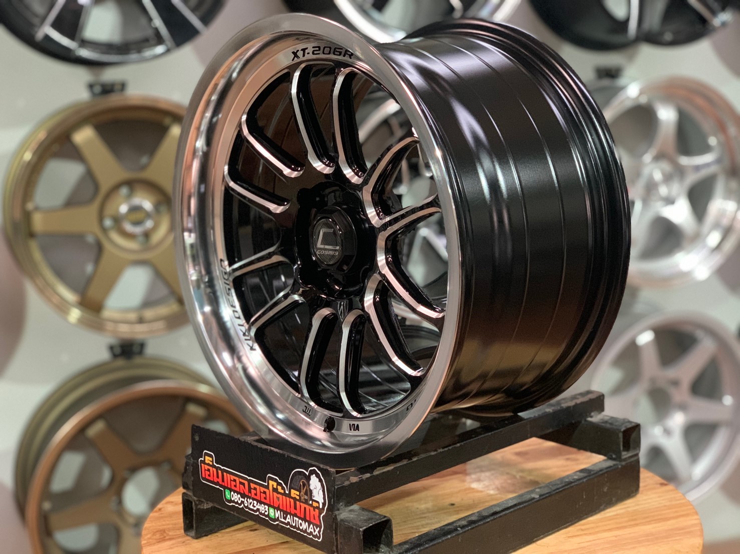 ล้อแม็กใหม่ขอบ15 Cosmis XT206R กว้าง8 4รู100 ออฟ30 CB67.1 สีดำขอบเงาCNC ข้างก้าน